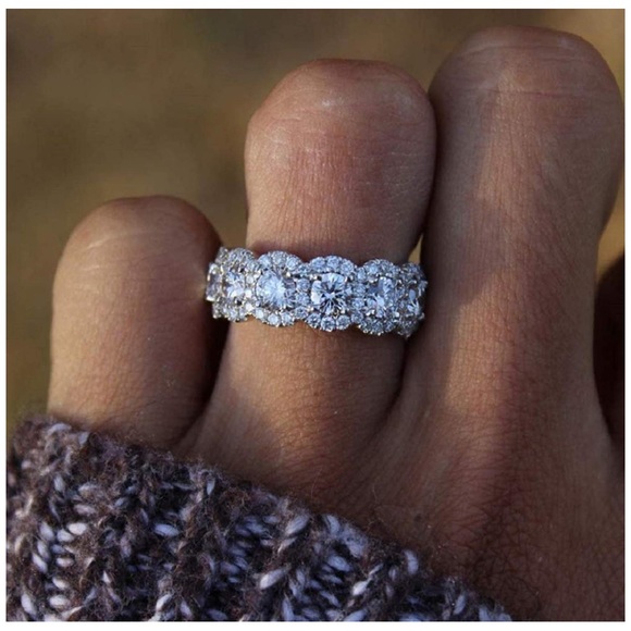 Jewelry - 925 SS White Topaz & CZ Band Ring